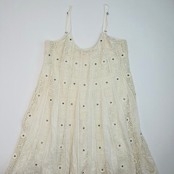 Free People Crochet and Embroidered Swing Dress with Rhinestones - Picture 1 of 11